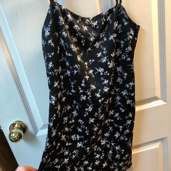 Black Satin Slip Dress - Picture 5 of 7